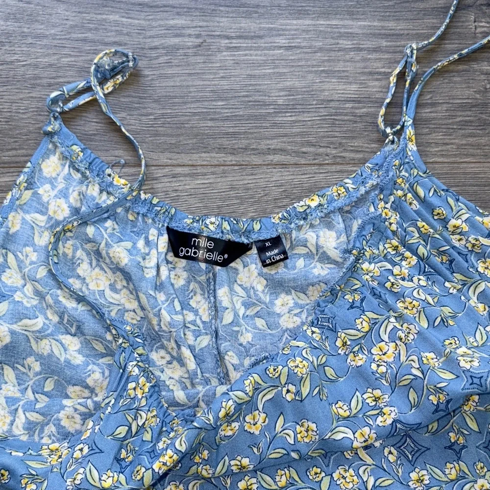 Mlle Gabrielle Floral Blue Tiered Dress